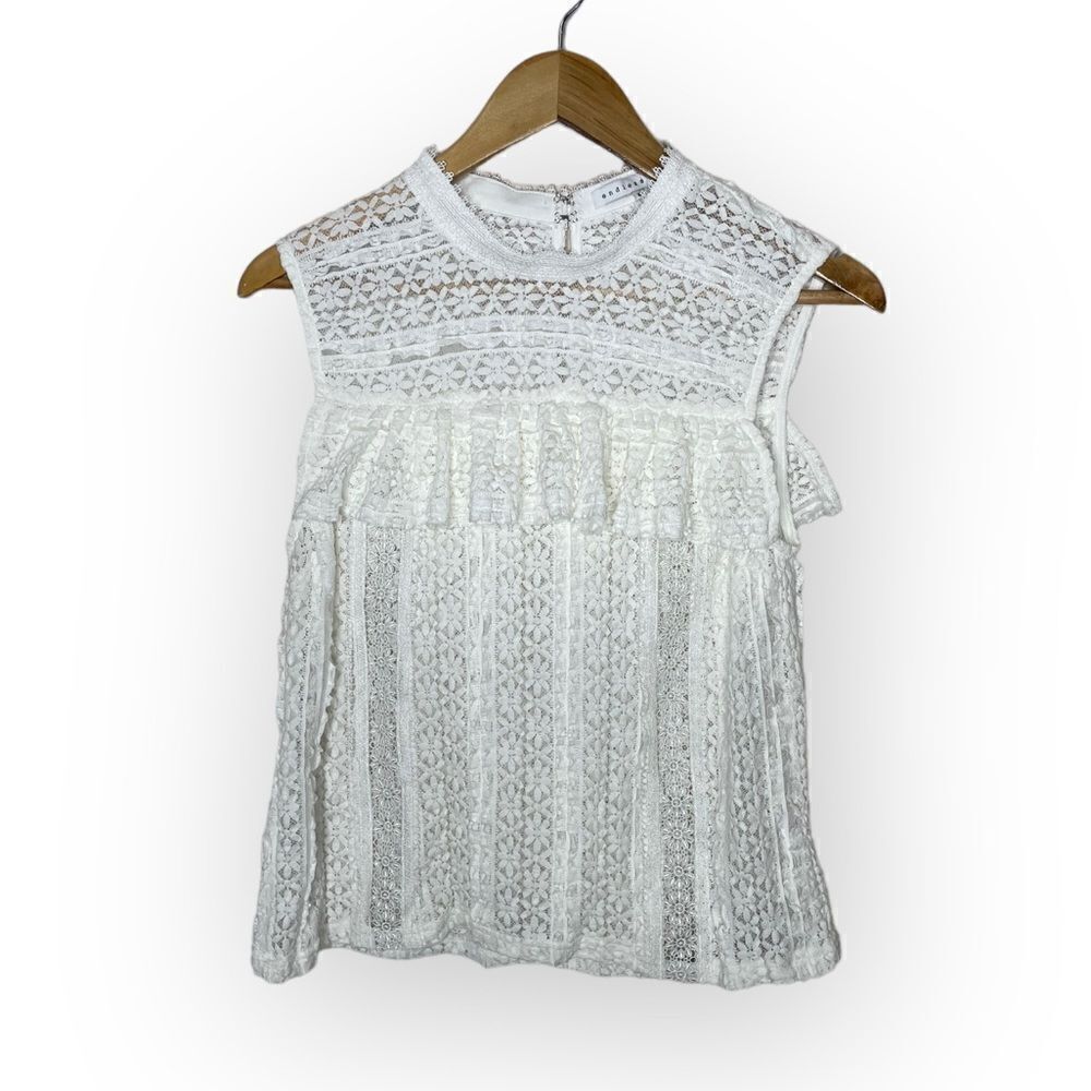 Endless Rose White High Neck Lace Top - Medium